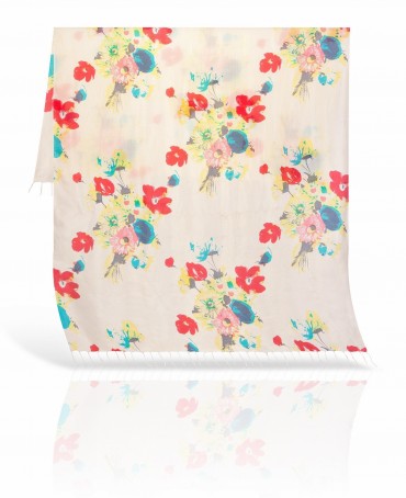 Палантин Женский S30-BRUSH.FLOWER/WHITE